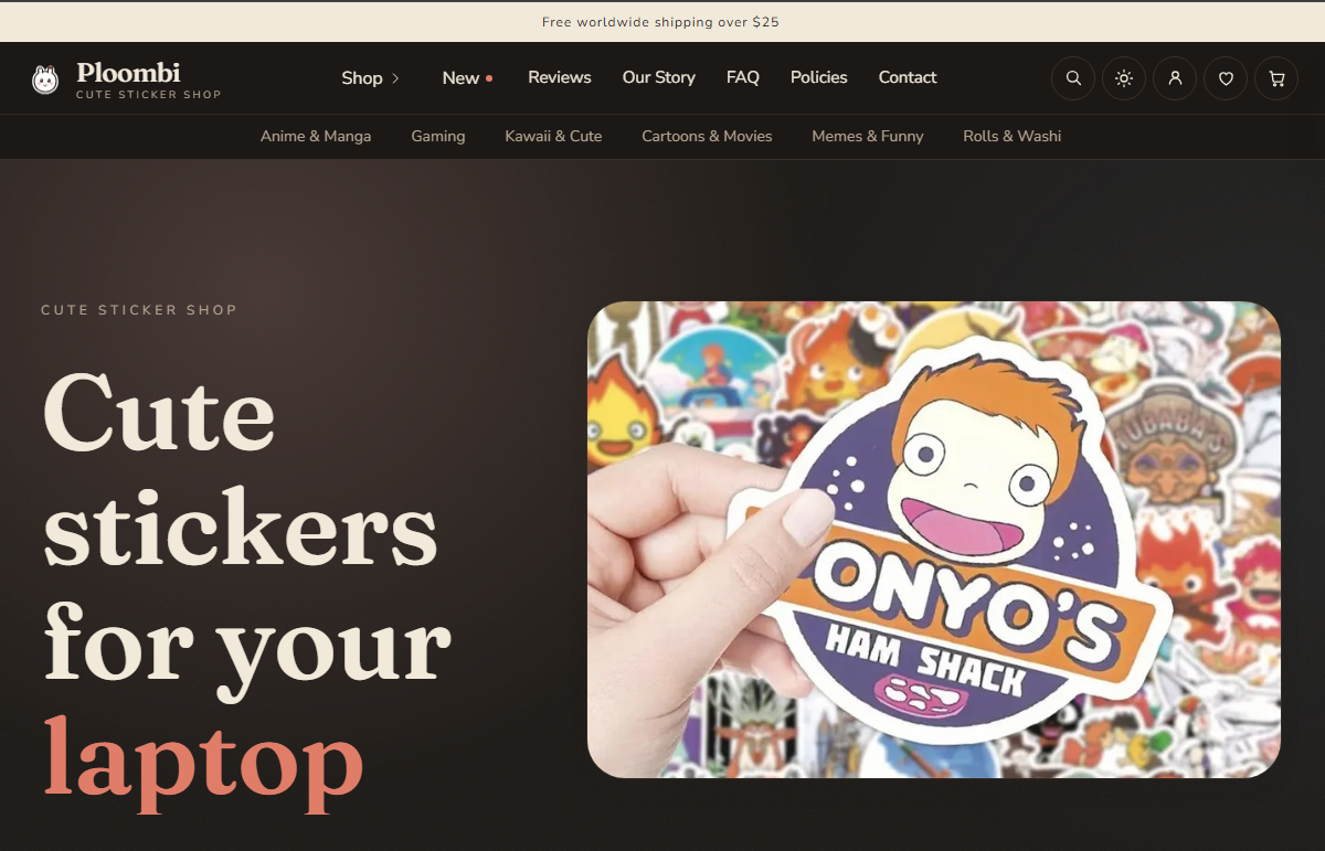 Ploombi cute sticker shop homepage